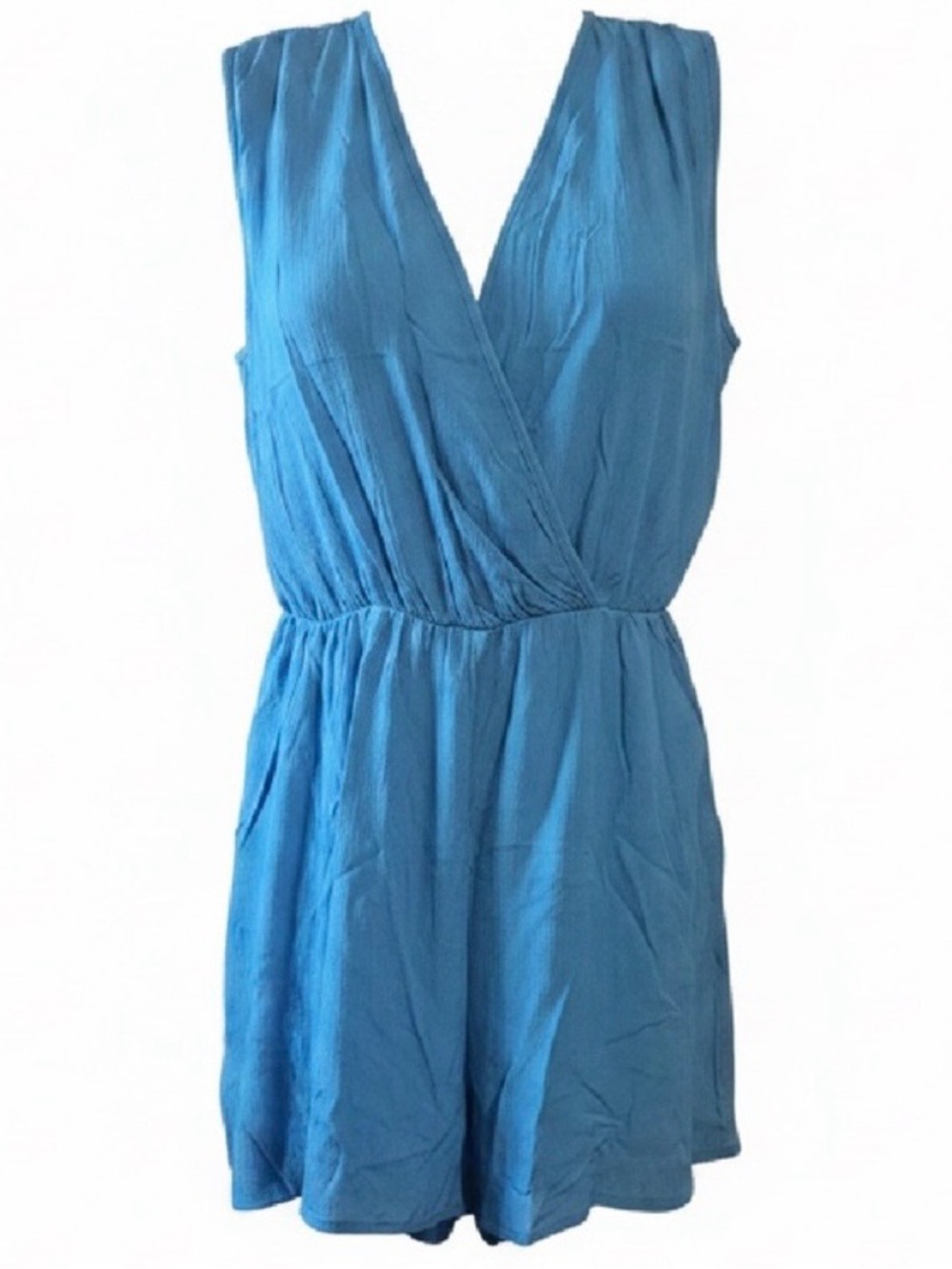 Zenana Sleeveless Blue Flowy Romper